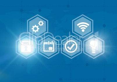 Icons interface of Internet Of Things over blue background