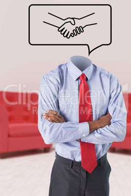 Composite image of headless businessman standing with arms crossed