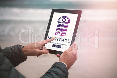Composite image of composite image of mortgage text with icon