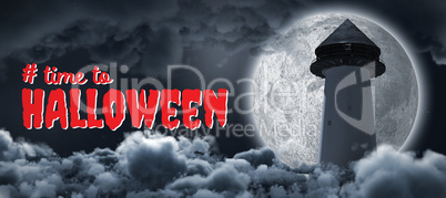 Composite image of digital composite image of time to halloween text