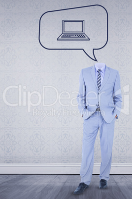 Composite image of headless businessman standing with hands in pockets