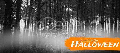 Composite image of graphic image of ghoulishly halloween text