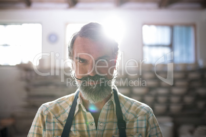 Male potter standing in pottery workshop