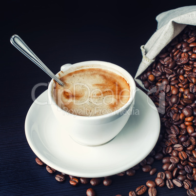 Coffee cup on table