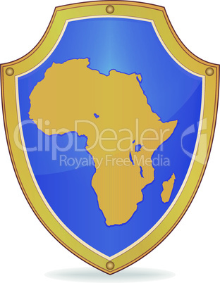 Shield with silhouette of Africa