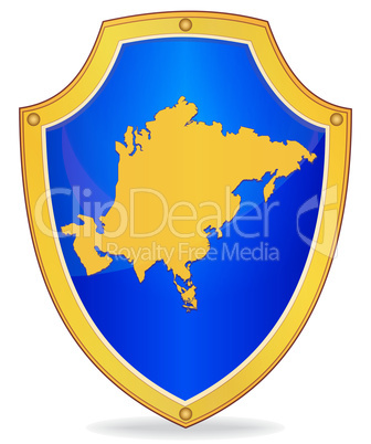 Shield with silhouette of Asia