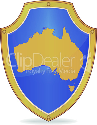 Shield with silhouette of Australia