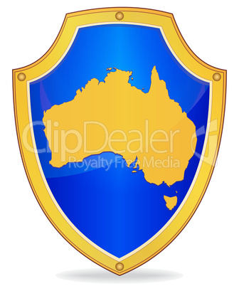 Shield with silhouette of Australia