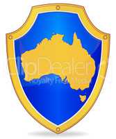 Shield with silhouette of Australia