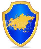 Shield with silhouette of Eurasia