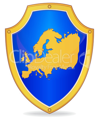 Shield with silhouette of Europe