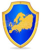 Shield with silhouette of Europe