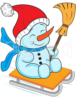 Snowman on a sled