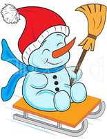 Snowman on a sled