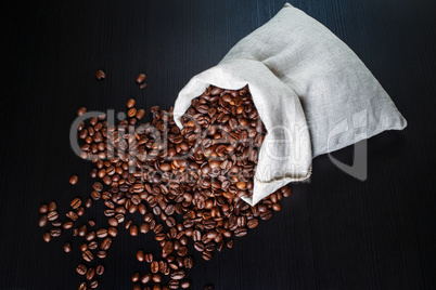 Coffee beans and canvas bag