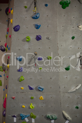 Full frame shot of climbing wall in club