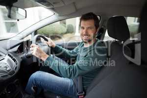 Man driving a car