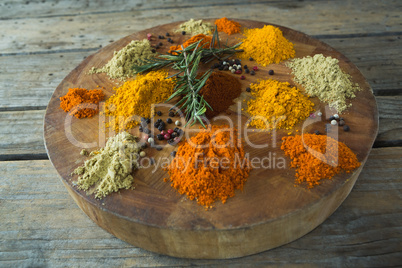 Various type of spices on board