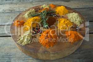 Various type of spices on board