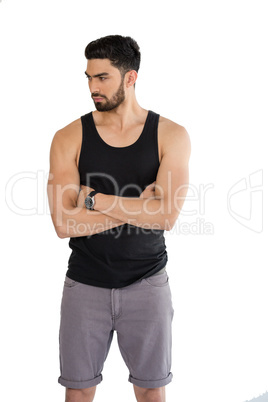 Handsome man posing against white background