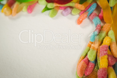 Overhead close up of colorful jelly candies