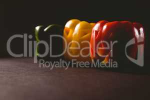 Carved bell pepper on wooden table