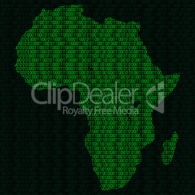 Silhouette of Africa from binary digits