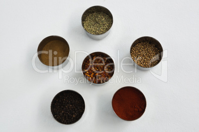 Various types of spices in bowl