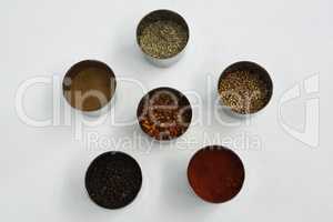 Various types of spices in bowl
