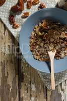 Bowl of wheat flakes and date palm