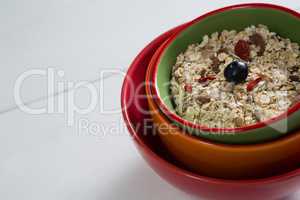 Muesli with blueberry in bowl