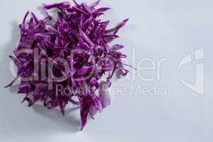 Chopped red cabbage on a white background