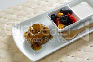 Healthy breakfast in serving plate on place mat