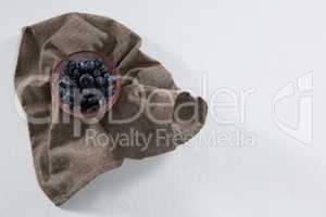 Blueberries in bowl on a textile