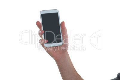 Hand holding mobile phone