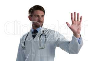 Male doctor using invisible screen