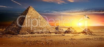 Pyramids at sunset