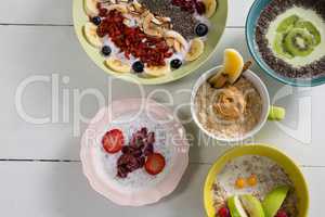 Various breakfast on white background