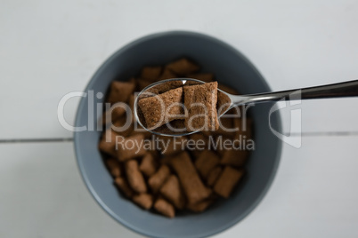 Chocolate crunch in spoon