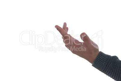 Hand gesture against white background