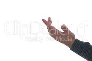 Hand gesture against white background