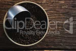 Black pepper in bowl