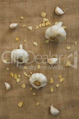 Garlics on textile