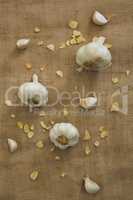 Garlics on textile