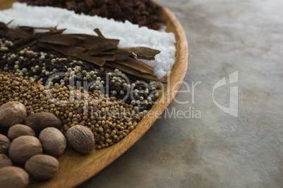 Various spices in plate