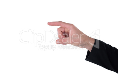Cropped hand of businessman touching invisible interface