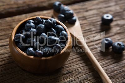 Blueberries on wooden table