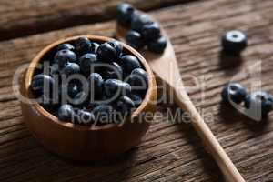 Blueberries on wooden table