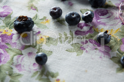 Blueberries on textile