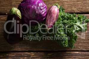 Fresh vegetables on wooden table